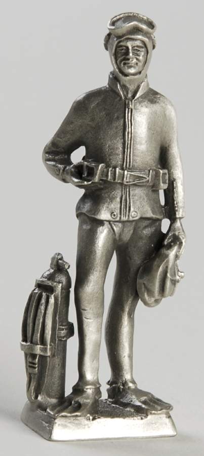 American Military Sculpture Collection Us Navy Frogman-1944 - No Box by Franklin Mint-1