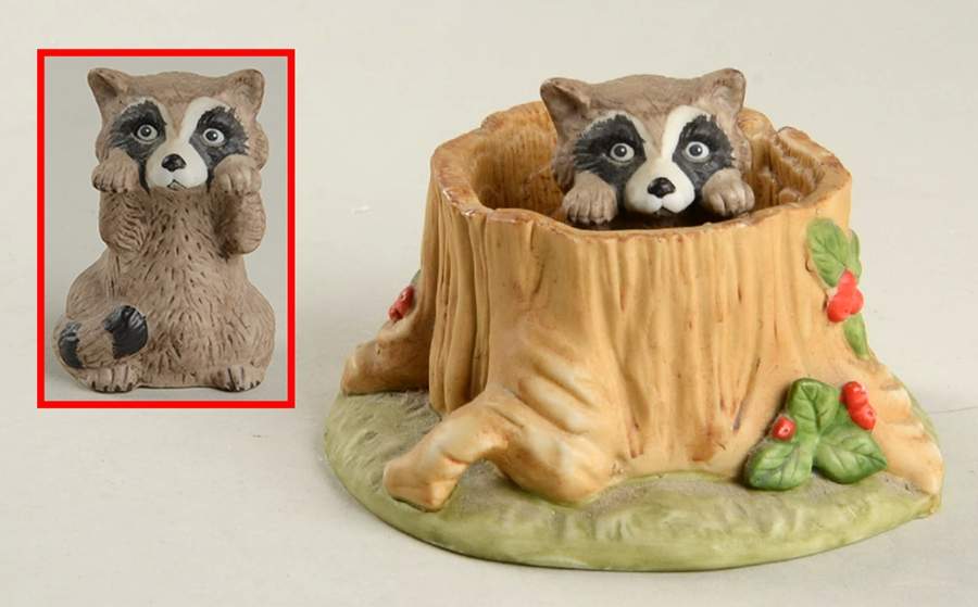 Woodland Surprises Raccoon With Tree-Set Of 2 - Boxed by Franklin Mint-1
