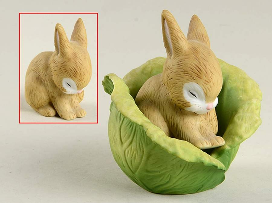 Woodland Surprises Rabbit With Lettuce Leaf-Set Of 2 - Boxed by Franklin Mint-1