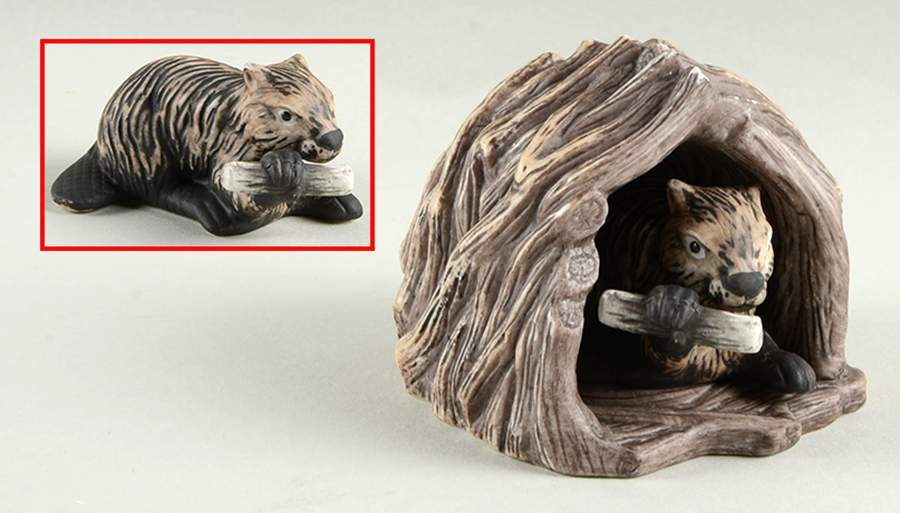 Woodland Surprises Beaver With Sticks-Set Of 2 - Boxed by Franklin Mint-1