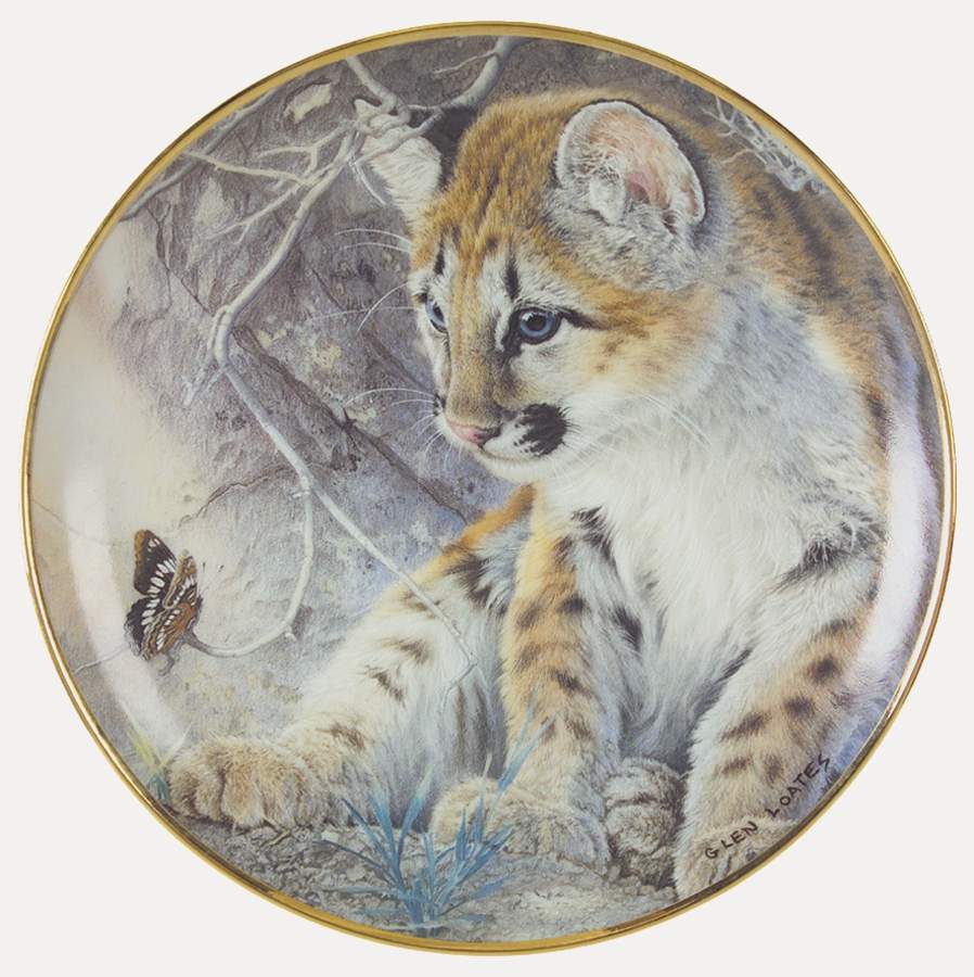 Glen Loates Feline Friends First Encounter - No Box by Franklin Mint-1