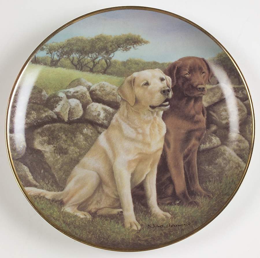 Labradors-Nigel Hemming Trusted Companions - No Box by Franklin Mint-1