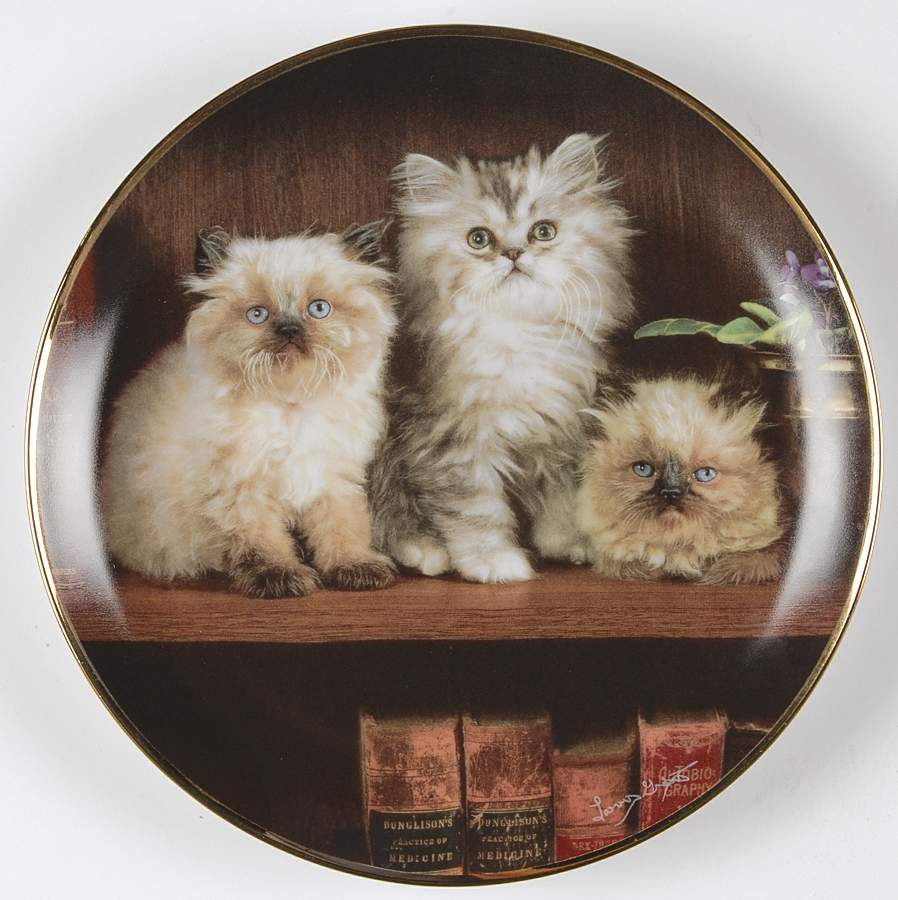 Larry Grant Cats Reading Lesson  - No Box by Franklin Mint-1