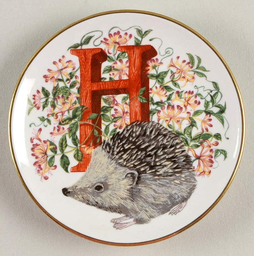 Animal Alphabet Miniature Plates H Is For Hedgehog - No Box by Franklin Mint-1
