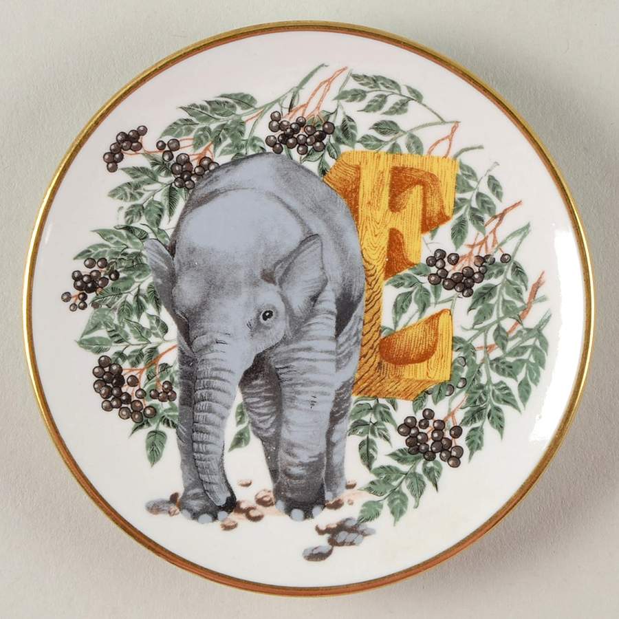 Animal Alphabet Miniature Plates E Is For Elephant - No Box by Franklin Mint-1