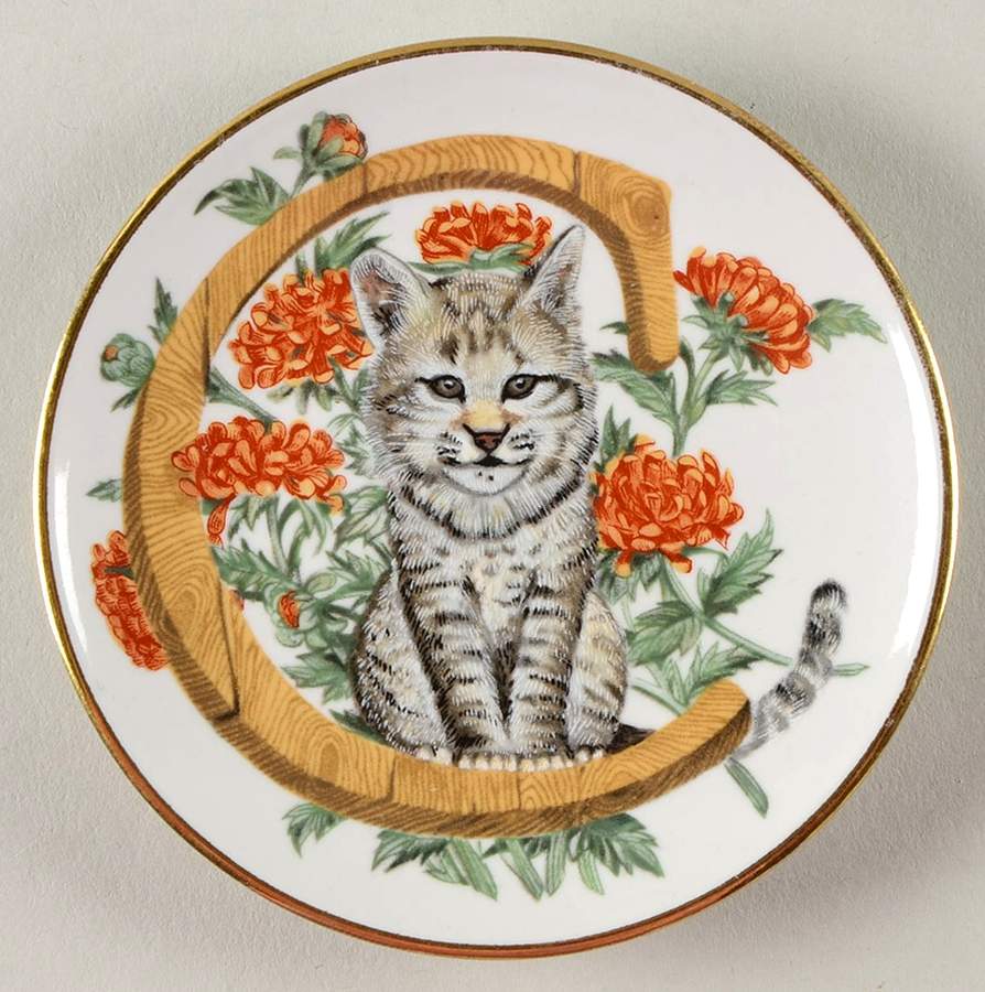 Animal Alphabet Miniature Plates C Is For Cat - No Box by Franklin Mint-1