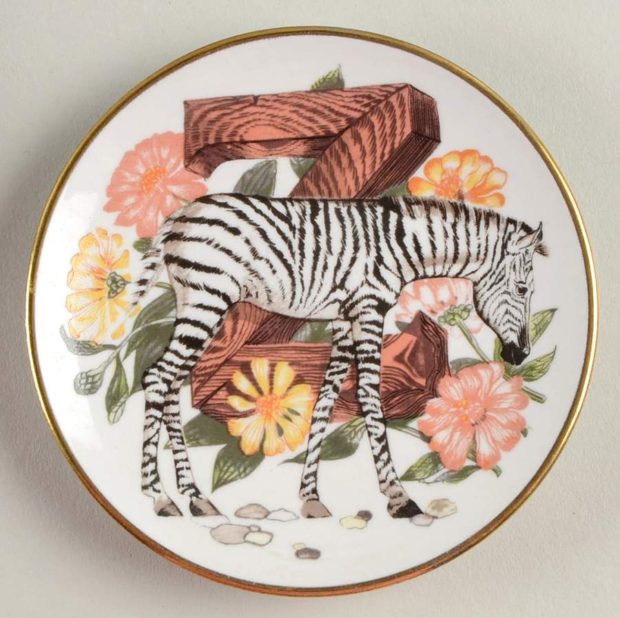 Animal Alphabet Miniature Plates Z Is For Zebra - No Box by Franklin Mint-1