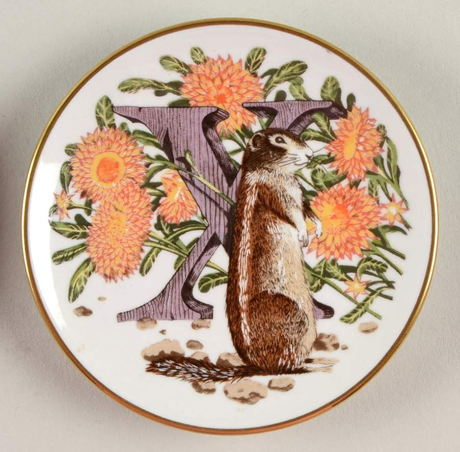 Animal Alphabet Miniature Plates X Is For Xerus - No Box by Franklin Mint-1
