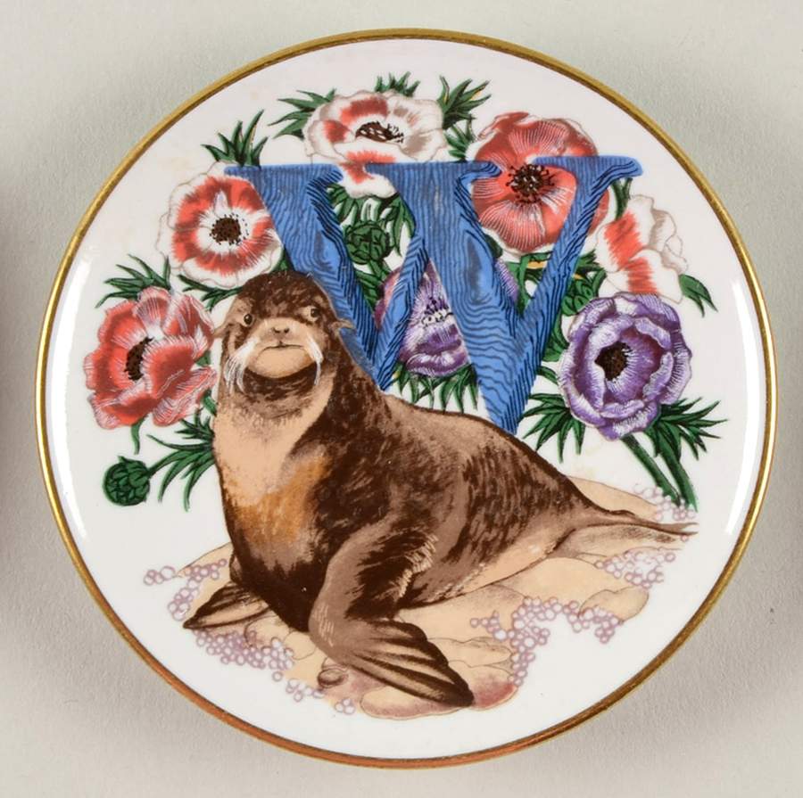 Animal Alphabet Miniature Plates W Is For Walrus - No Box by Franklin Mint-1