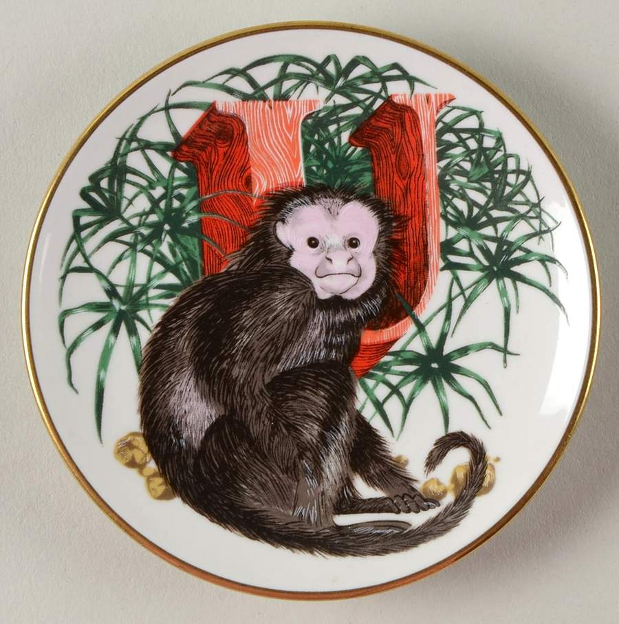 Animal Alphabet Miniature Plates U Is For Uakari - No Box by Franklin Mint-1