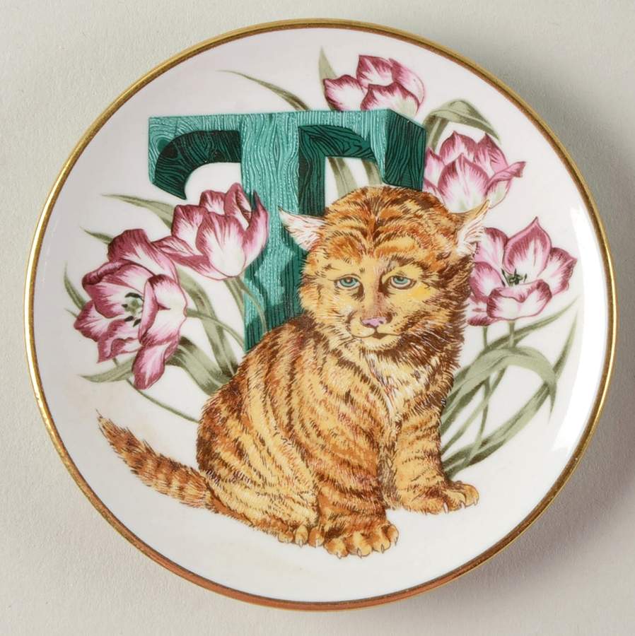Animal Alphabet Miniature Plates T Is For Tiger - No Box by Franklin Mint-1