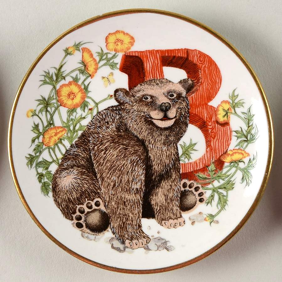 Animal Alphabet Miniature Plates B Is For Bear - No Box by Franklin Mint-1