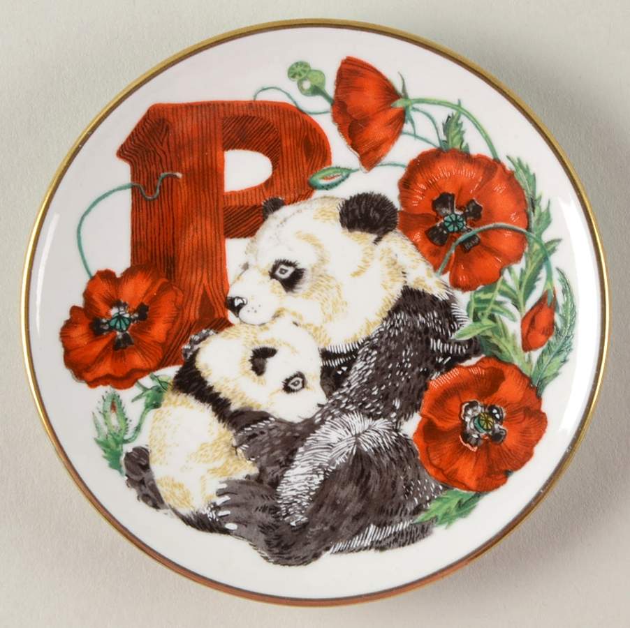 Animal Alphabet Miniature Plates P Is For Panda - No Box by Franklin Mint-1
