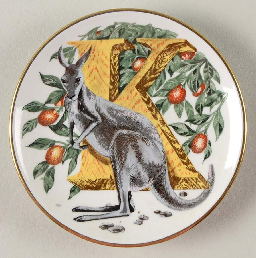 Animal Alphabet Miniature Plates K Is For Kangaroo - No Box by Franklin Mint-1