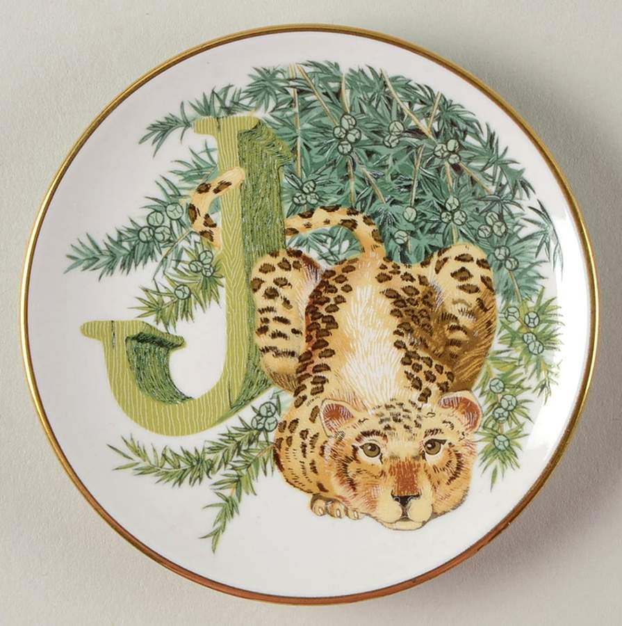 Animal Alphabet Miniature Plates J Is For Jaguar - No Box by Franklin Mint-1