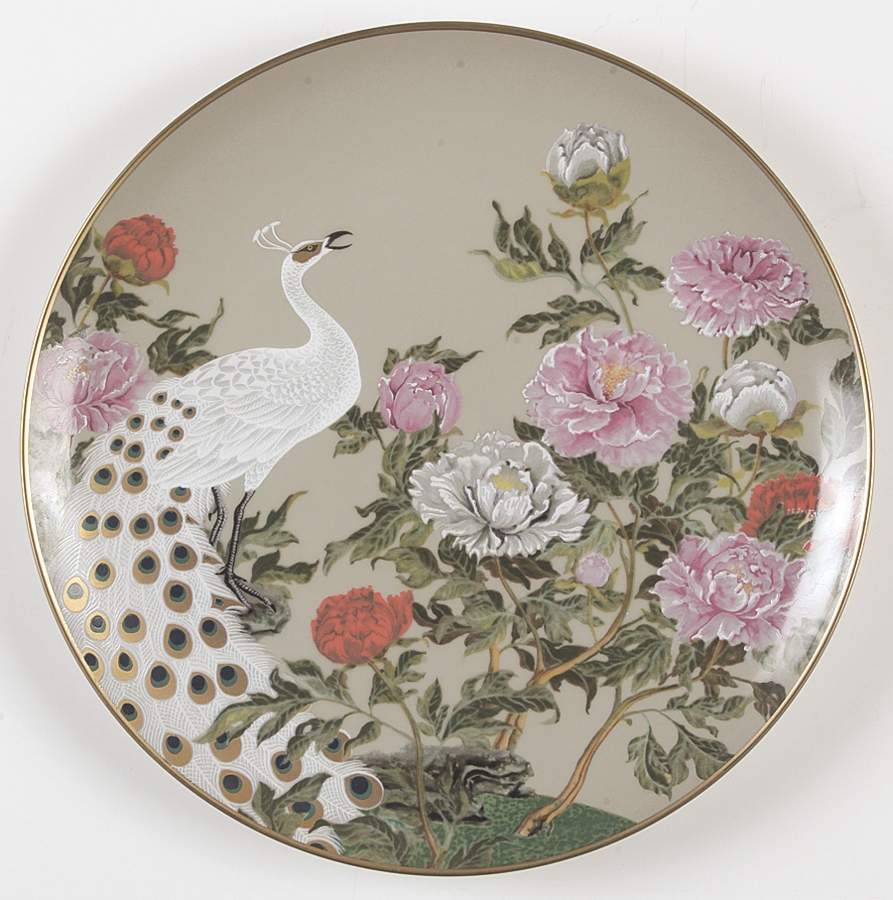 Birds & Flowers of The Orient Minatsuki - Peony & Peacock - No Box by Franklin Mint-1