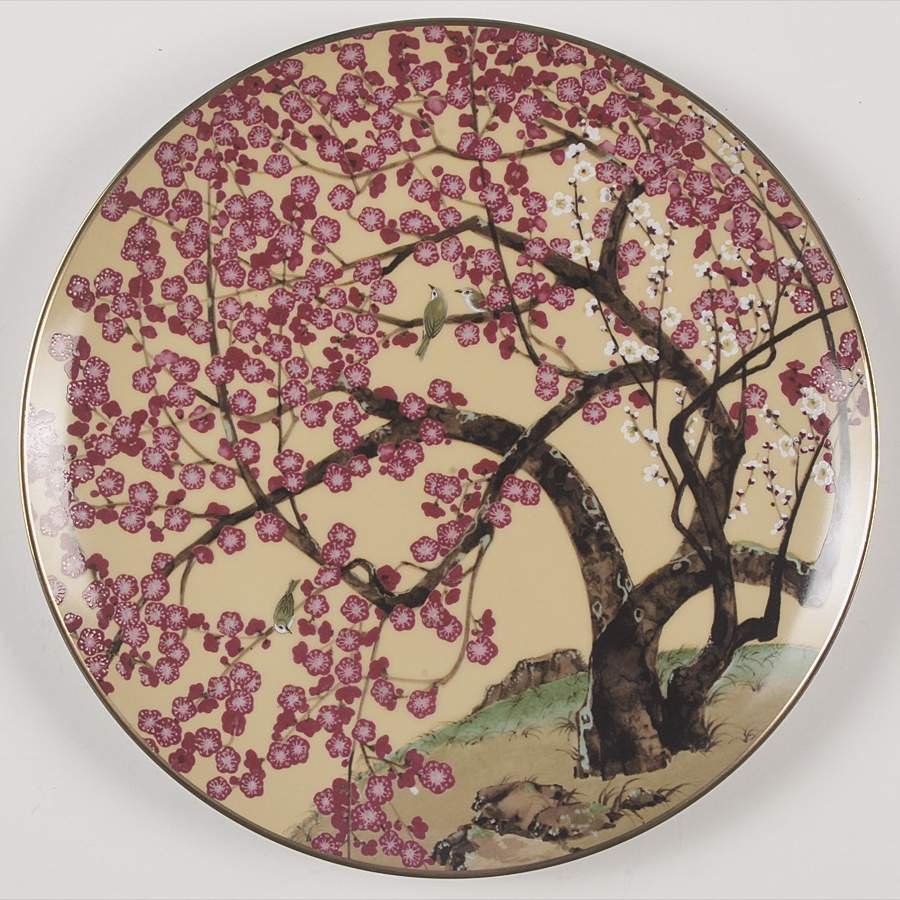 Birds & Flowers of The Orient Kisaragi - Bush Warbler & Apricot Tree - No Box by Franklin Mint-1