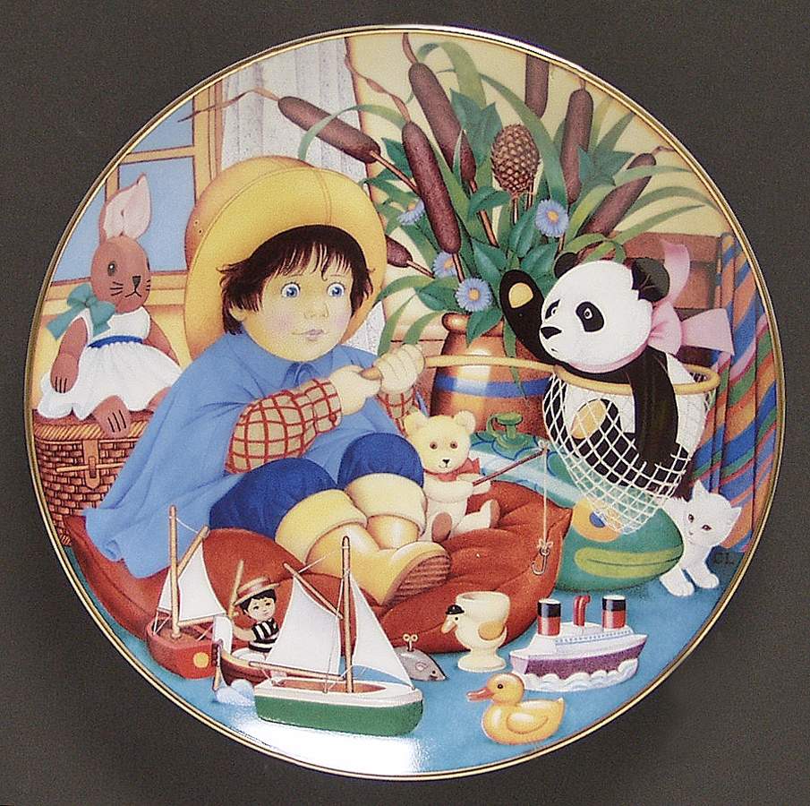 Carol Lawson Plates Little Fisherman - No Box by Franklin Mint-1