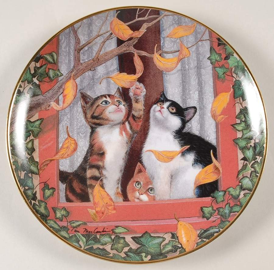 Countryside Cats Fall Frolic - No Box by Franklin Mint-1
