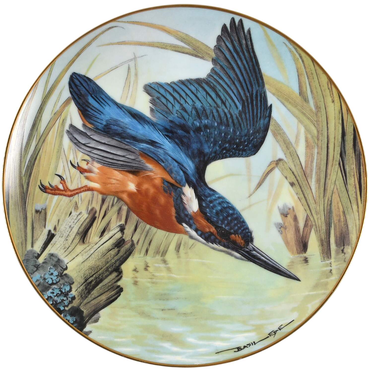 Garden Birds of The World Kingfisher - No Box by Franklin Mint-1