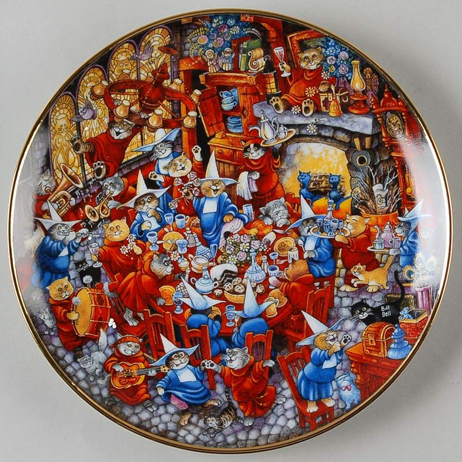 Holiday Cats Food Fight - No Box by Franklin Mint-1