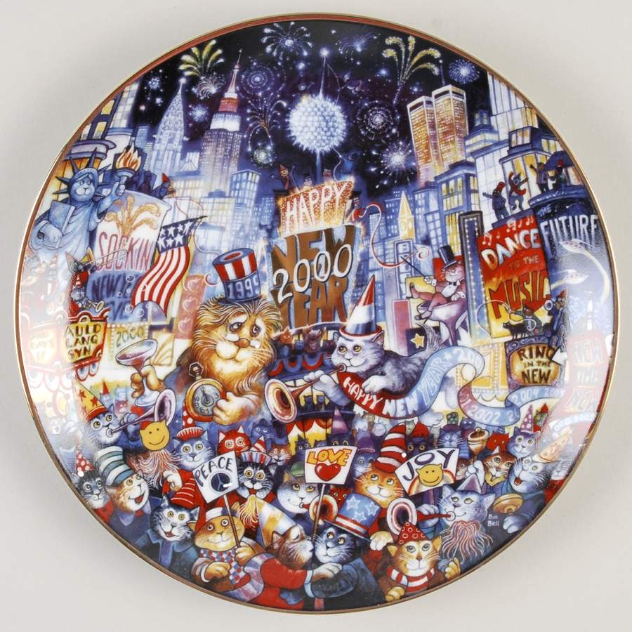 Holiday Cats Ring In The Mew Millennium - No Box by Franklin Mint-1