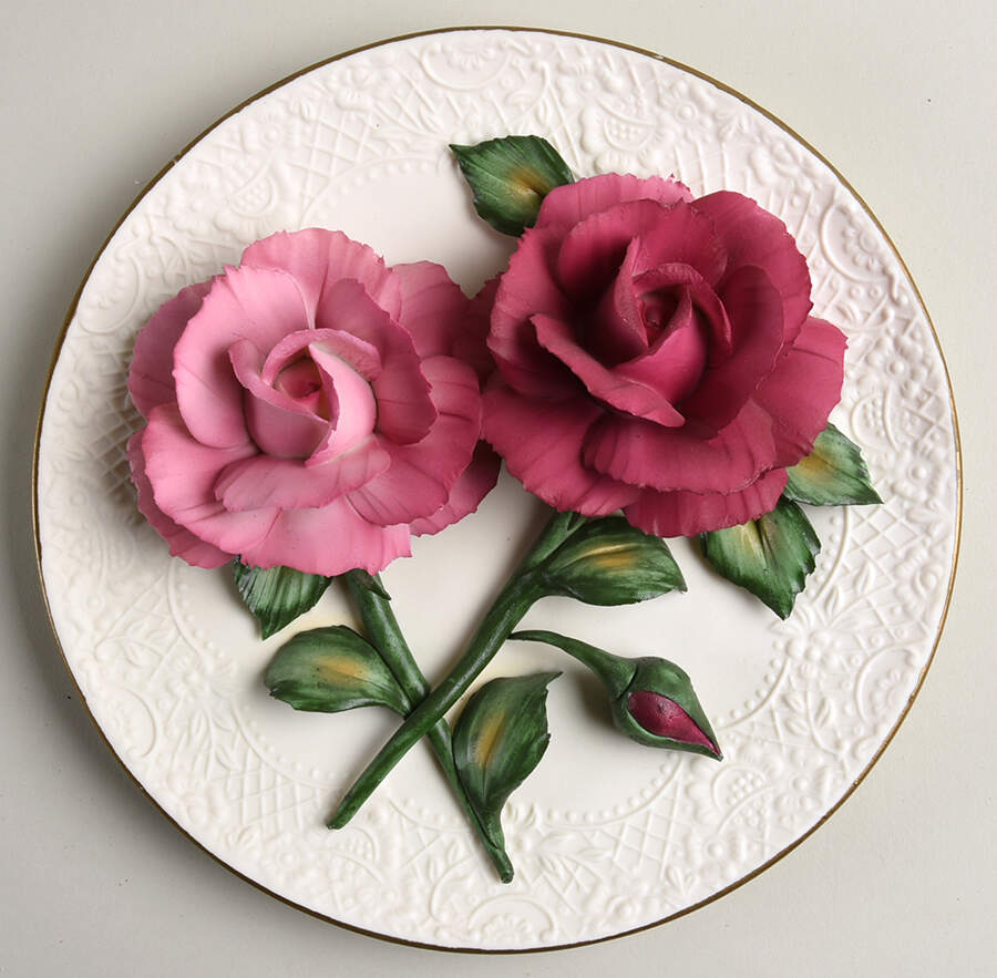 The Roses of Capodimonte Silver Lavender Roses - Boxed by Franklin Mint-1