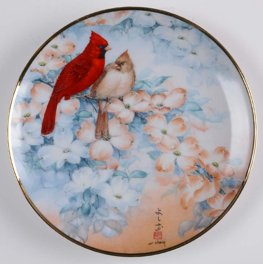Songs of The Seasons Cardinals In Dogwood - No Box by Franklin Mint-1