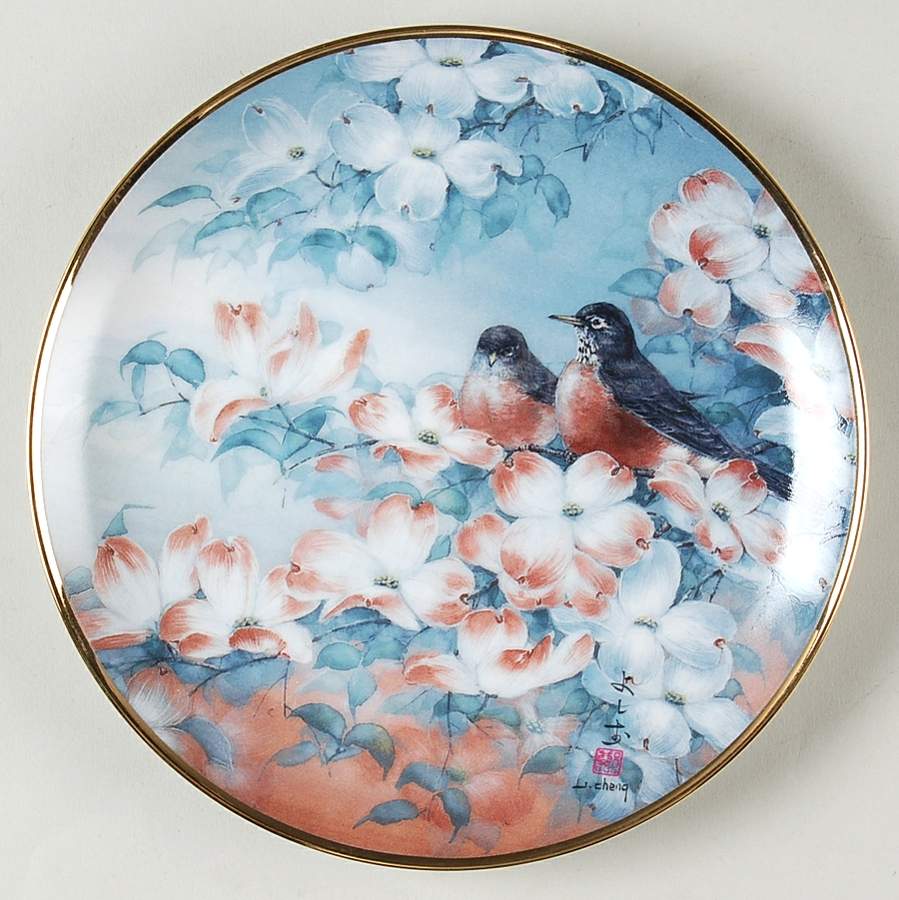 Songs of The Seasons Robins In Dogwood - No Box by Franklin Mint-1