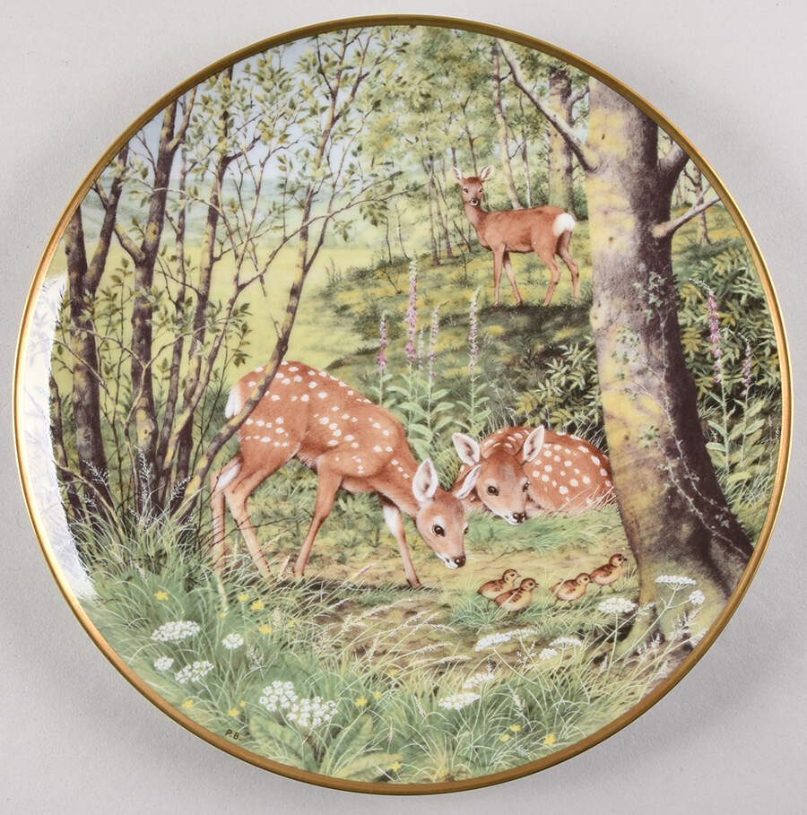 Woodland Year June-Fawns In The June Meadow - No Box by Franklin Mint-1
