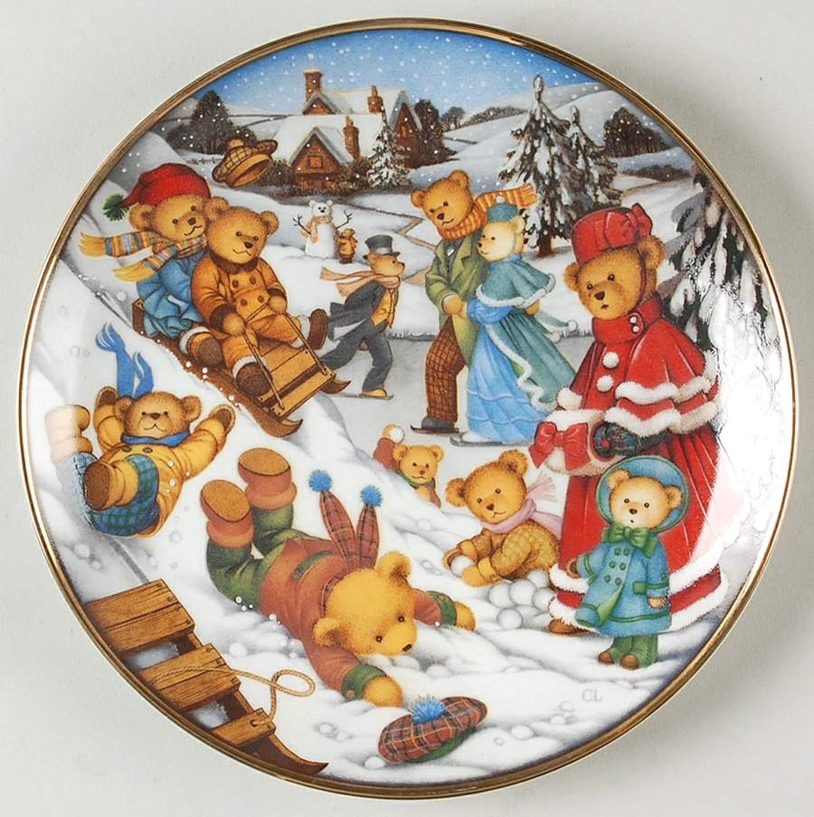 World of Teddy Bears Teddy Bear Winter Frolic - No Box by Franklin Mint-1
