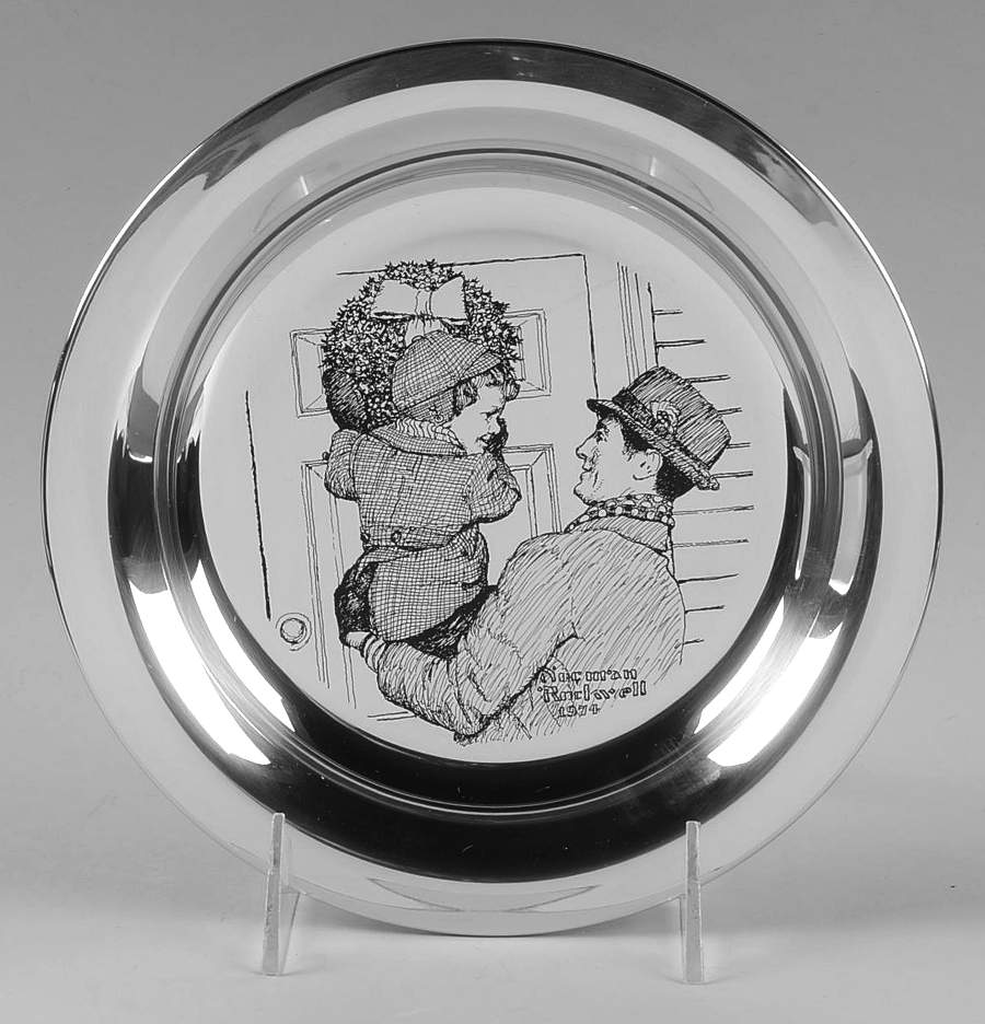 Rockwell Christmas Plate Hanging The Wreath - Boxed by Franklin Mint-1