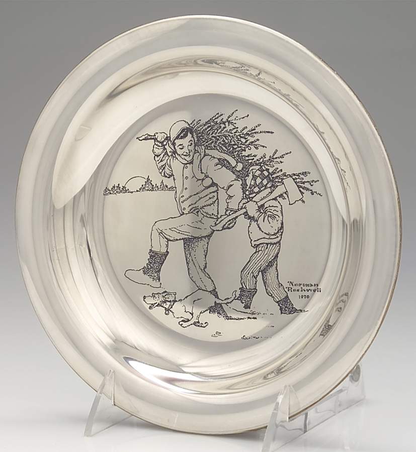 Rockwell Christmas Plate Bringing Home The Tree - No Box by Franklin Mint-1
