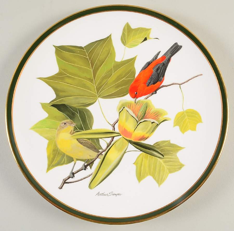 Songbirds of the World Scarlet Tanager - Boxed by Franklin Mint-1