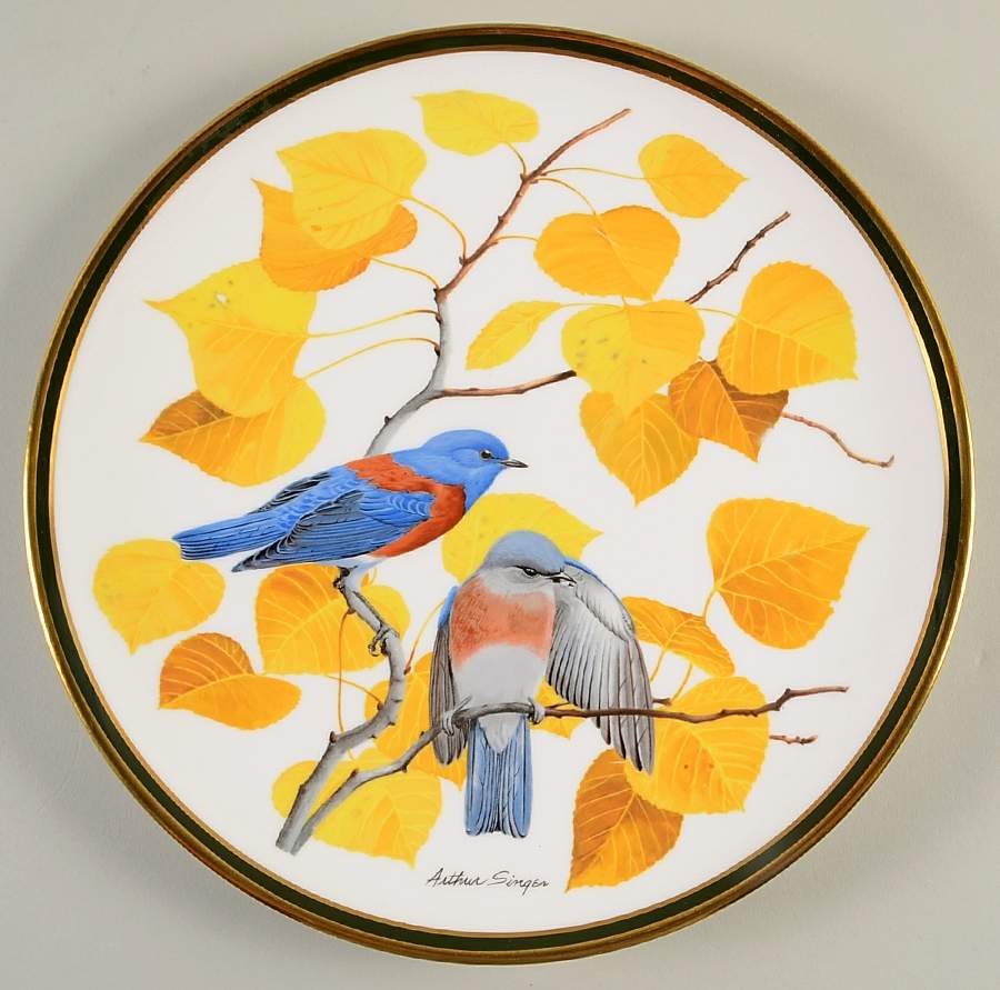 Songbirds of the World Western Bluebird - No Box by Franklin Mint-1