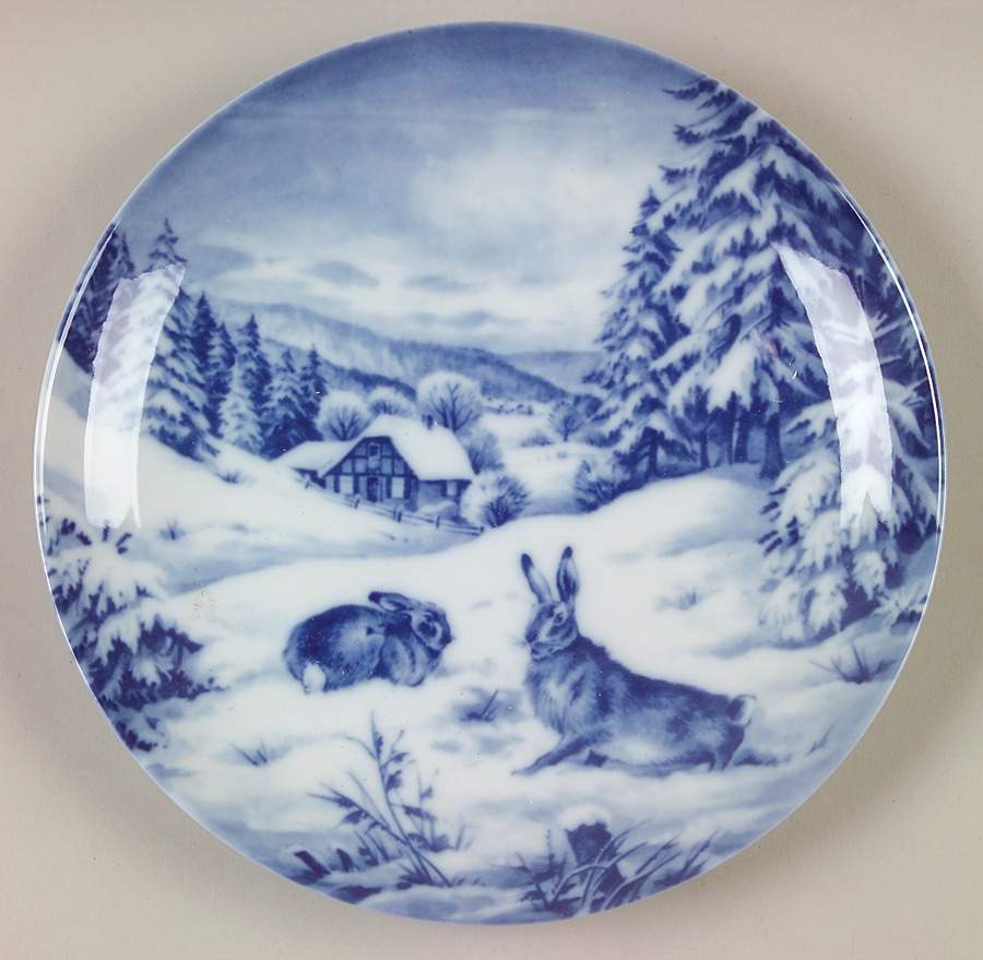 Christmas Plate Rabbits - With Box by Furstenberg-1