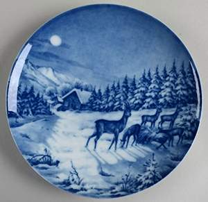 Christmas Plate Deer Family - No Box by Furstenberg-1