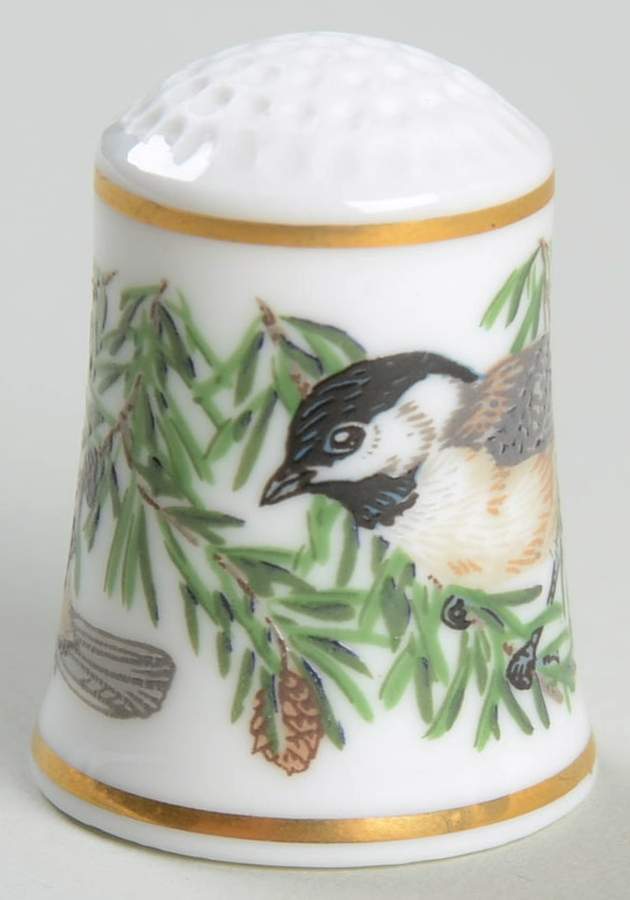 Songbirds of The World-Thimbles Black-Capped Chickadee - No Box by Franklin Mint-1