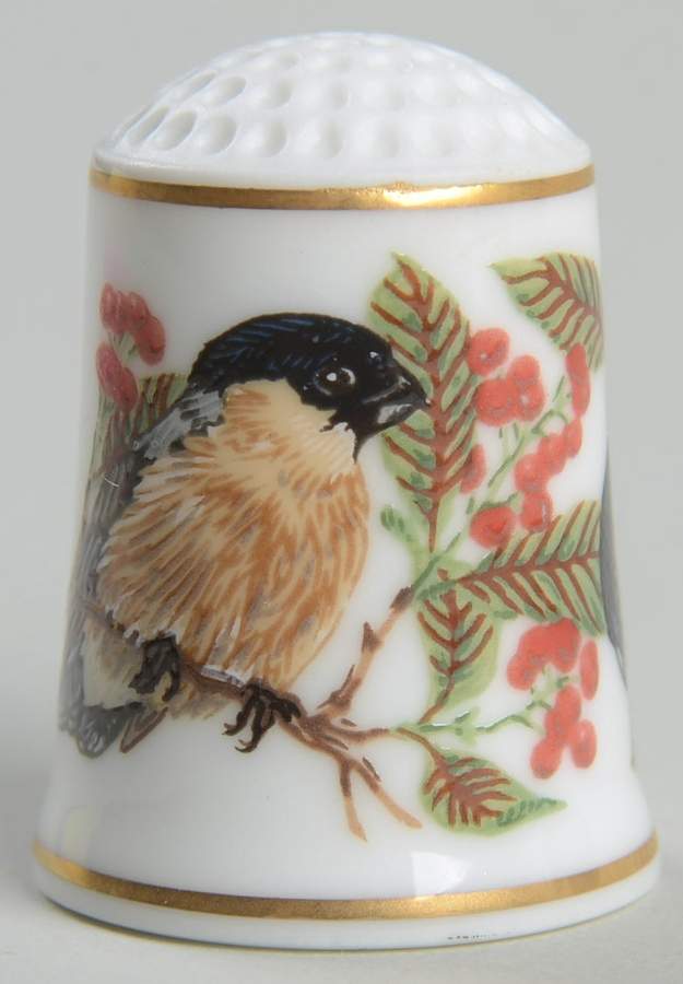Songbirds of The World-Thimbles Bullfinch - No Box by Franklin Mint-1