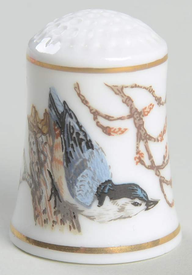 Songbirds of The World-Thimbles Whitebreasted Nuthatch - No Box by Franklin Mint-1
