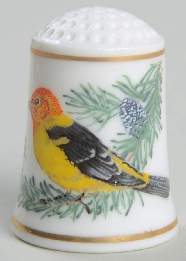Songbirds of The World-Thimbles Western Tanager - No Box by Franklin Mint-1