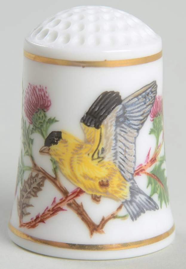 Songbirds of The World-Thimbles American Goldfinch - No Box by Franklin Mint-1