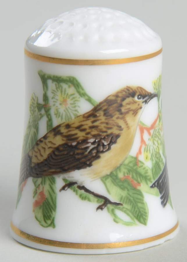 Songbirds of The World-Thimbles Scarlet Honeyeater - No Box by Franklin Mint-1
