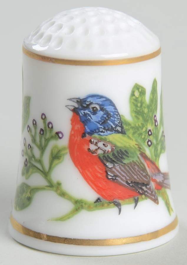 Songbirds of The World-Thimbles Painted Bunting - No Box by Franklin Mint-1