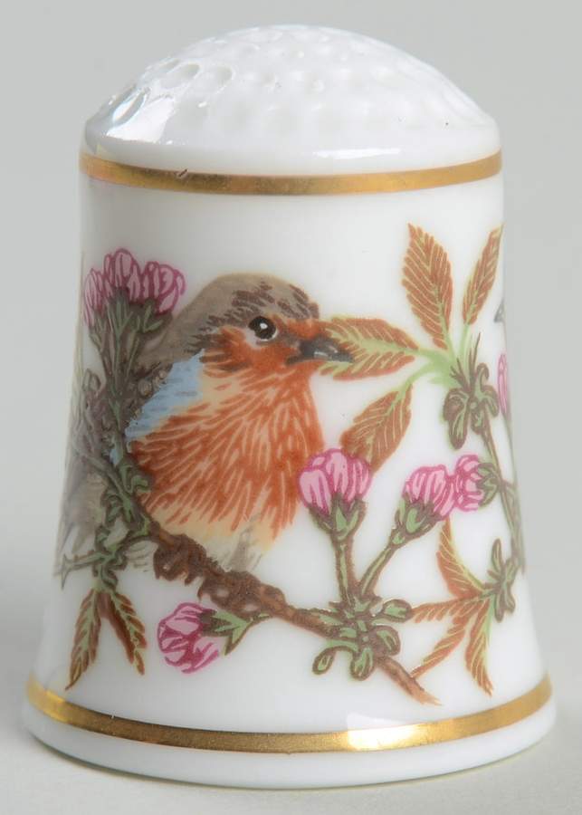 Songbirds of The World-Thimbles European Robin - No Box by Franklin Mint-1