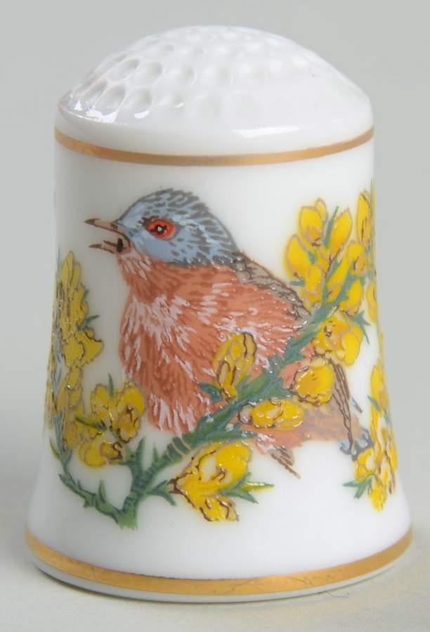 Songbirds of The World-Thimbles Dartford Warbler - No Box by Franklin Mint-1