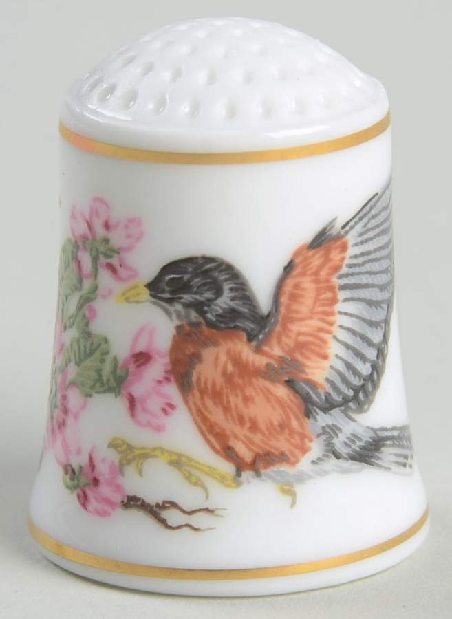 Songbirds of The World-Thimbles American Robin - No Box by Franklin Mint-1