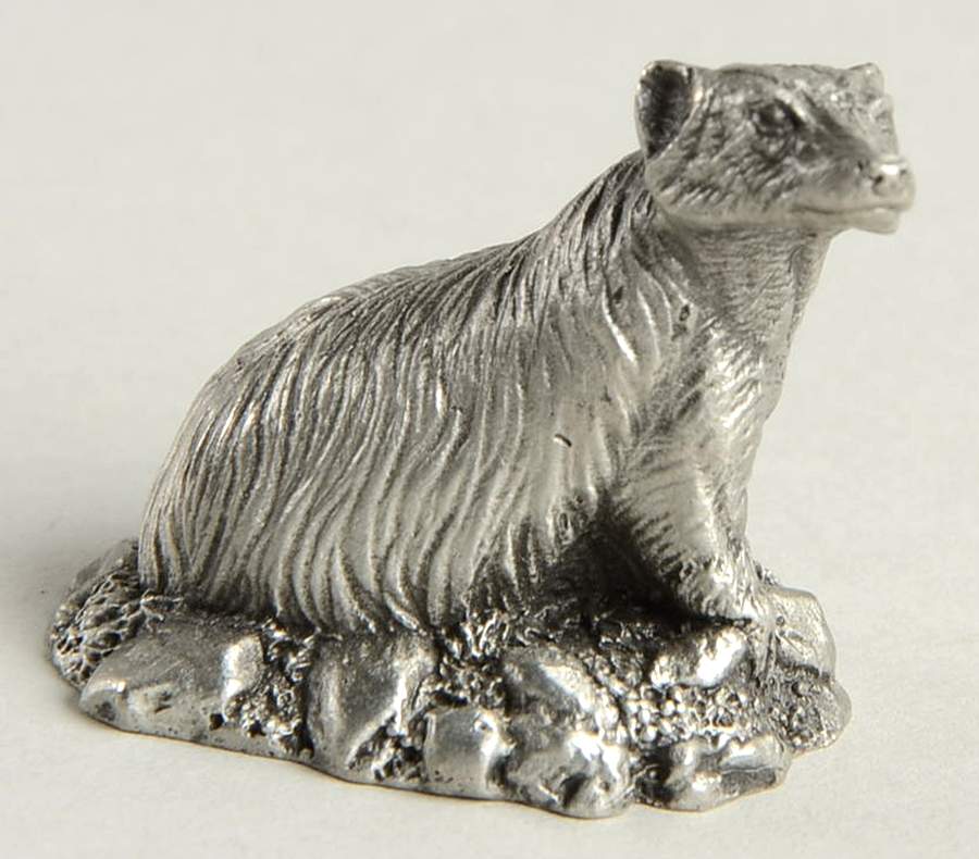 Woodland Animals-Pewter Badger - No Box by Franklin Mint-1