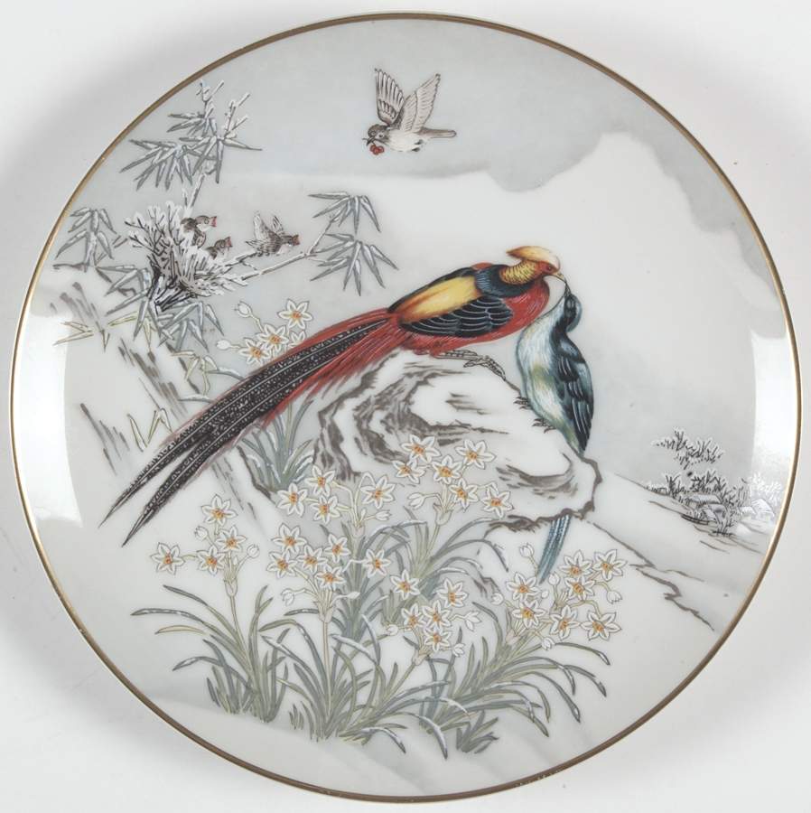 Birds & Flowers-Cathay Hsiaohan-Small Cold - No Box by Franklin Mint-1