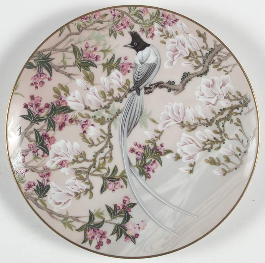 Birds & Flowers-Cathay Yu Shui - Rain Water - No Box by Franklin Mint-1